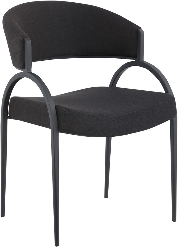 Privet Linen Textured Fabric / Iron / Foam / Plate Contemporary Black Linen Textured Fabric Dining Chair - 20.5" W x 22.5" D x 31.5" H