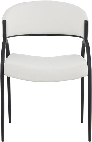 Privet Linen Textured Fabric / Iron / Foam / Plate Contemporary Cream Linen Textured Fabric Dining Chair - 20.5" W x 22.5" D x 31.5" H