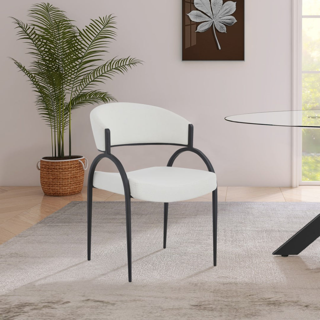 Privet Linen Textured Fabric / Iron / Foam / Plate Contemporary Cream Linen Textured Fabric Dining Chair - 20.5" W x 22.5" D x 31.5" H