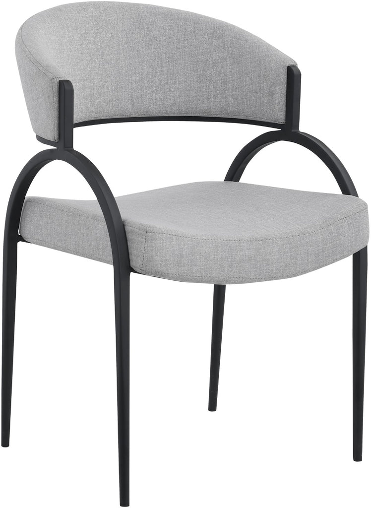 Privet Linen Textured Fabric / Iron / Foam / Plate Contemporary Grey Linen Textured Fabric Dining Chair - 20.5" W x 22.5" D x 31.5" H