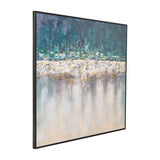 Sagebrook Home Contemporary 48x48 Handpainted Abstract Canvas, Teal/white 70161 Teal Polyester Canvas