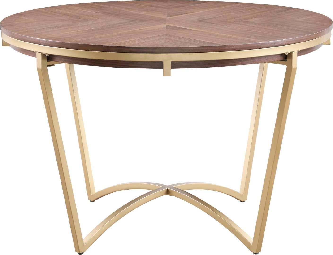 Eleanor Walnut Veneer Dining Table with Brushed Gold Base - Thumbnail 3