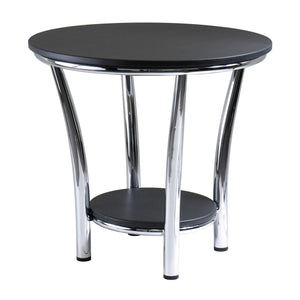 Winsome Wood Maya Round End Table, Black Top, Metal Legs 93219-WINSOMEWOOD