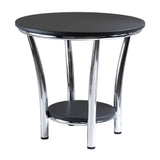 Maya Round End Table, Black Top, Metal Legs