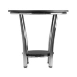 Winsome Wood Maya Round End Table, Black Top, Metal Legs 93219-WINSOMEWOOD