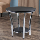 Winsome Wood Maya Round End Table, Black Top, Metal Legs 93219-WINSOMEWOOD