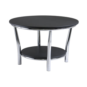 Winsome Wood Maya Round Coffee Table, Black Top, Metal Legs 93230-WINSOMEWOOD