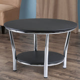 Winsome Wood Maya Round Coffee Table, Black Top, Metal Legs 93230-WINSOMEWOOD