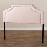 Baxton Studio Avignon Modern and Contemporary Light Pink Velvet Fabric Upholstered Full Size Headboard