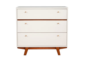 Alpine Furniture Dakota 3 Drawer Small Chest 1974-04 White with Acorn Accents Mahogany Solids & Veneer 36 x 18 x 34