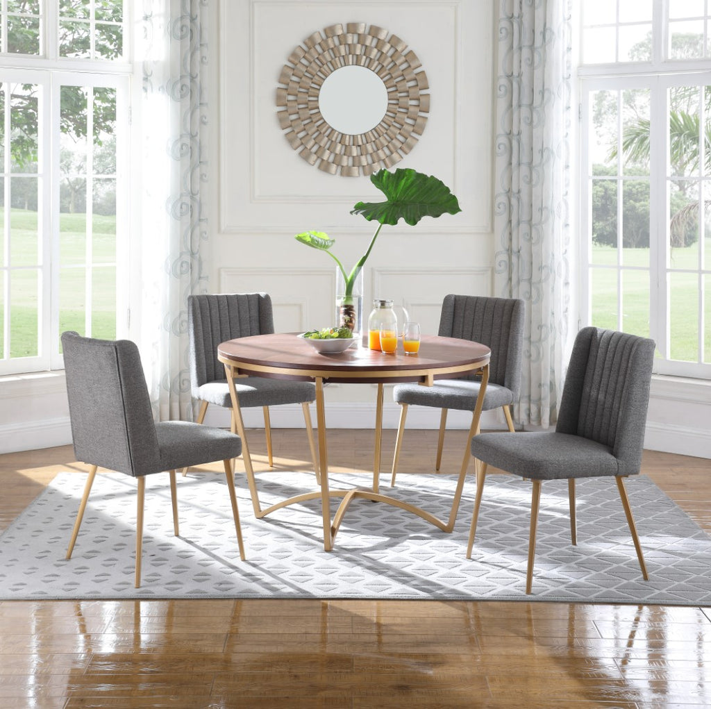 Eleanor Linen Textured Fabric / Iron / Foam Contemporary  Dining Chair - 20" W x 23.5" D x 35.5" H