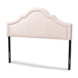 Rita Modern and Contemporary Light Pink Velvet Fabric Upholstered Queen Size Headboard