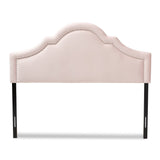 Baxton Studio Rita Modern and Contemporary Light Pink Velvet Fabric Upholstered Queen Size Headboard