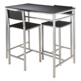 Hanley 3-Piece Kitchen Set, Tall Table, Two stools, Black & Steel