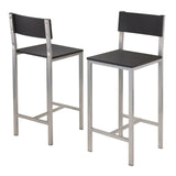 Winsome Wood Hanley 3-Piece Kitchen Set, Tall Table, Two stools, Black & Steel 93336-WINSOMEWOOD