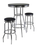 Winsome Wood Summit 3-Piece Pub Table and Swivel Stool Set, Black & Chrome 93338-WINSOMEWOOD 93338-WINSOMEWOOD