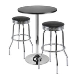 Winsome Wood Summit 3-Piece Pub Table and Swivel Stool Set, Black & Chrome 93362-WINSOMEWOOD 93362-WINSOMEWOOD