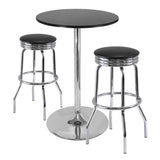 Winsome Wood Summit 3-Piece Pub Table and Swivel Stool Set, Black & Chrome 93380-WINSOMEWOOD 93380-WINSOMEWOOD