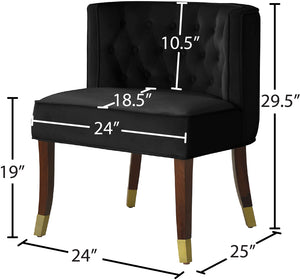 Perry Velvet / Engineered Wood / Metal / Foam Contemporary Black Velvet Dining Chair - 24" W x 25" D x 29.5" H