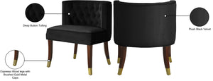 Perry Velvet / Engineered Wood / Metal / Foam Contemporary Black Velvet Dining Chair - 24" W x 25" D x 29.5" H