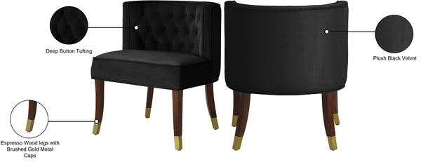 Perry Velvet / Engineered Wood / Metal / Foam Contemporary Black Velvet Dining Chair - 24" W x 25" D x 29.5" H