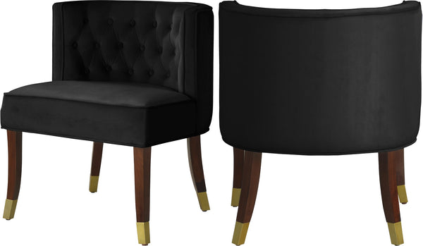 Perry Velvet / Engineered Wood / Metal / Foam Contemporary Black Velvet Dining Chair - 24" W x 25" D x 29.5" H