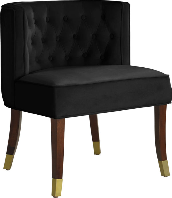 Perry Velvet / Engineered Wood / Metal / Foam Contemporary Black Velvet Dining Chair - 24" W x 25" D x 29.5" H
