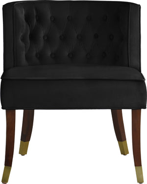 Perry Velvet / Engineered Wood / Metal / Foam Contemporary Black Velvet Dining Chair - 24" W x 25" D x 29.5" H