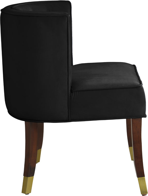 Perry Velvet / Engineered Wood / Metal / Foam Contemporary Black Velvet Dining Chair - 24" W x 25" D x 29.5" H
