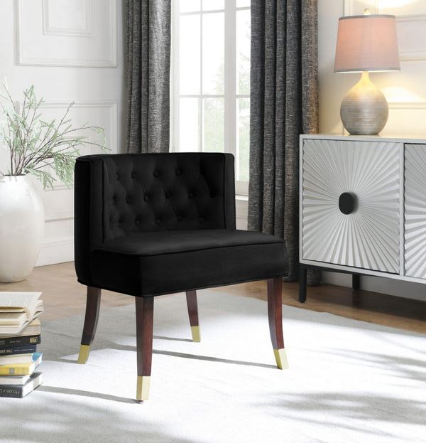 Perry Velvet / Engineered Wood / Metal / Foam Contemporary Black Velvet Dining Chair - 24" W x 25" D x 29.5" H