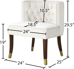 Perry Velvet / Engineered Wood / Metal / Foam Contemporary Cream Velvet Dining Chair - 24" W x 25" D x 29.5" H
