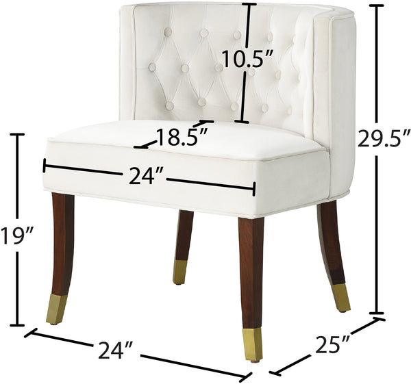 Perry Velvet / Engineered Wood / Metal / Foam Contemporary Cream Velvet Dining Chair - 24" W x 25" D x 29.5" H