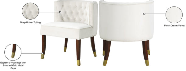 Perry Velvet / Engineered Wood / Metal / Foam Contemporary Cream Velvet Dining Chair - 24" W x 25" D x 29.5" H