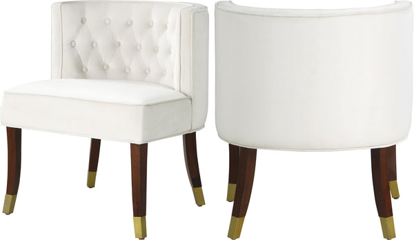 Perry Velvet / Engineered Wood / Metal / Foam Contemporary Cream Velvet Dining Chair - 24" W x 25" D x 29.5" H