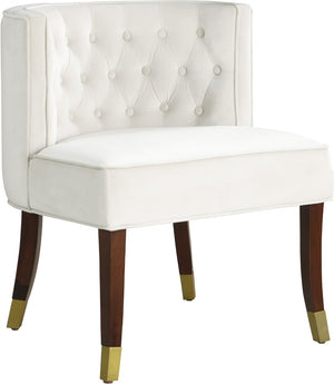 Perry Velvet / Engineered Wood / Metal / Foam Contemporary Cream Velvet Dining Chair - 24" W x 25" D x 29.5" H