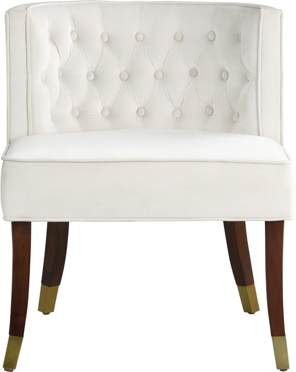 Perry Velvet / Engineered Wood / Metal / Foam Contemporary Cream Velvet Dining Chair - 24" W x 25" D x 29.5" H