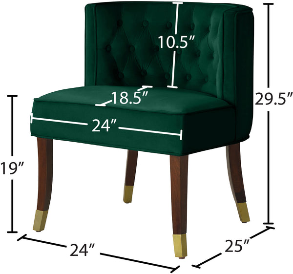 Perry Velvet / Engineered Wood / Metal / Foam Contemporary Green Velvet Dining Chair - 24" W x 25" D x 29.5" H