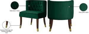 Perry Velvet / Engineered Wood / Metal / Foam Contemporary Green Velvet Dining Chair - 24" W x 25" D x 29.5" H