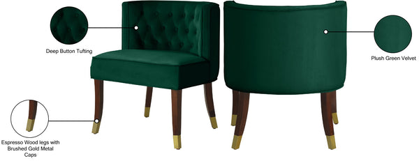 Perry Velvet / Engineered Wood / Metal / Foam Contemporary Green Velvet Dining Chair - 24" W x 25" D x 29.5" H