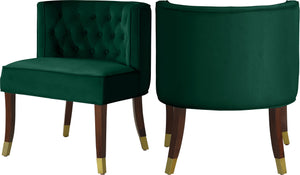 Perry Velvet / Engineered Wood / Metal / Foam Contemporary Green Velvet Dining Chair - 24" W x 25" D x 29.5" H