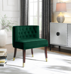 Perry Velvet / Engineered Wood / Metal / Foam Contemporary Green Velvet Dining Chair - 24" W x 25" D x 29.5" H