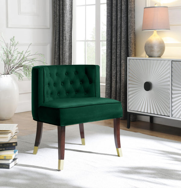 Perry Velvet / Engineered Wood / Metal / Foam Contemporary Green Velvet Dining Chair - 24" W x 25" D x 29.5" H