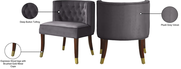 Perry Velvet / Engineered Wood / Metal / Foam Contemporary Grey Velvet Dining Chair - 24" W x 25" D x 29.5" H