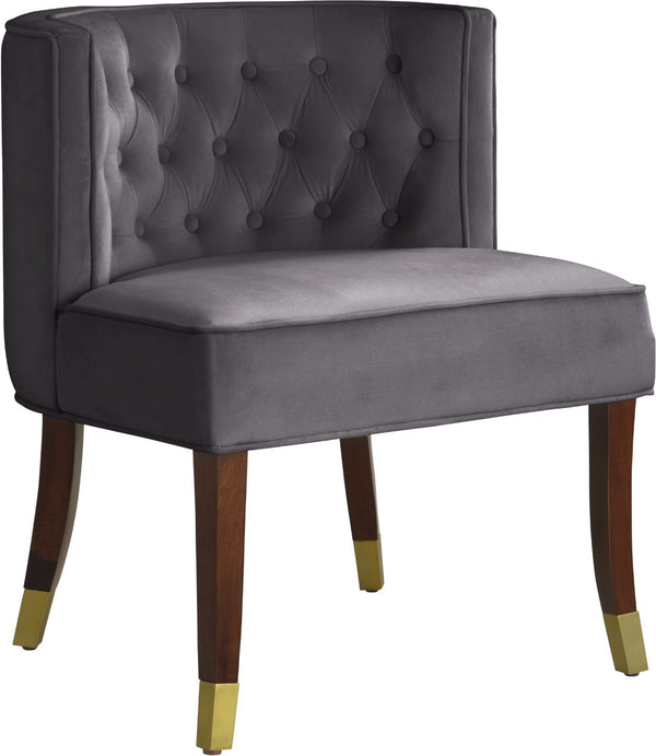 Perry Velvet / Engineered Wood / Metal / Foam Contemporary Grey Velvet Dining Chair - 24" W x 25" D x 29.5" H