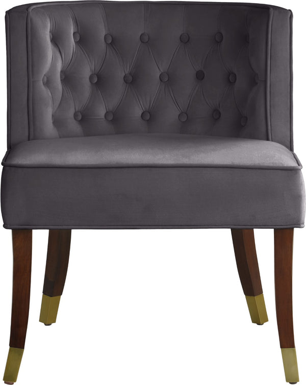 Perry Velvet / Engineered Wood / Metal / Foam Contemporary Grey Velvet Dining Chair - 24" W x 25" D x 29.5" H