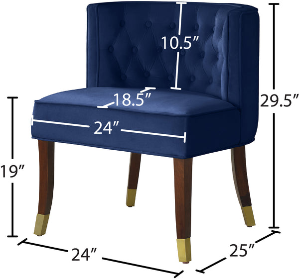 Perry Velvet / Engineered Wood / Metal / Foam Contemporary Navy Velvet Dining Chair - 24" W x 25" D x 29.5" H