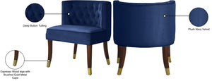 Perry Velvet / Engineered Wood / Metal / Foam Contemporary Navy Velvet Dining Chair - 24" W x 25" D x 29.5" H