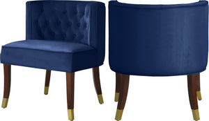 Perry Velvet / Engineered Wood / Metal / Foam Contemporary Navy Velvet Dining Chair - 24" W x 25" D x 29.5" H