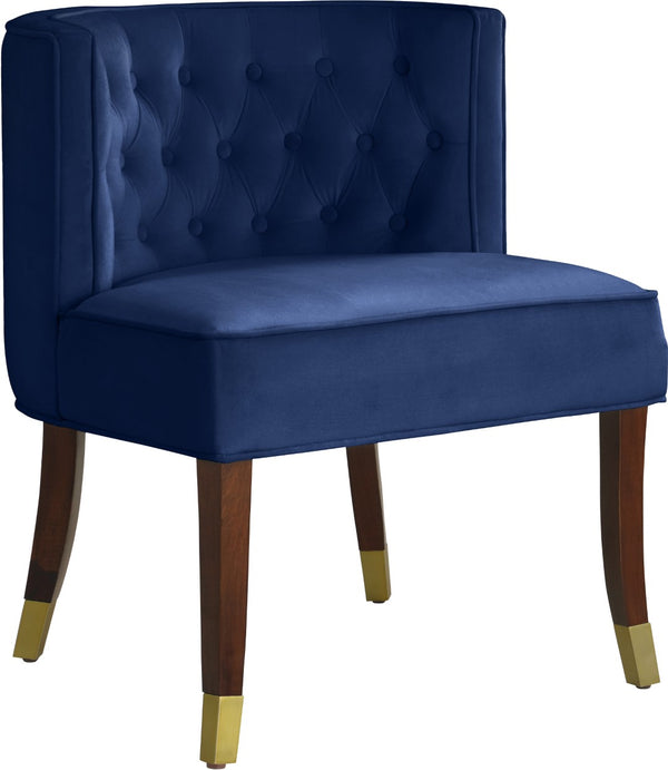 Perry Velvet / Engineered Wood / Metal / Foam Contemporary Navy Velvet Dining Chair - 24" W x 25" D x 29.5" H