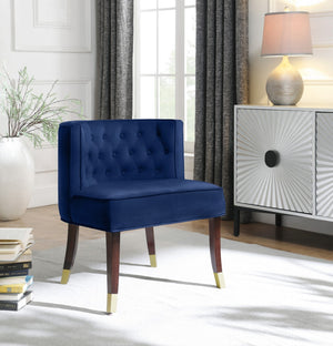 Perry Velvet / Engineered Wood / Metal / Foam Contemporary Navy Velvet Dining Chair - 24" W x 25" D x 29.5" H